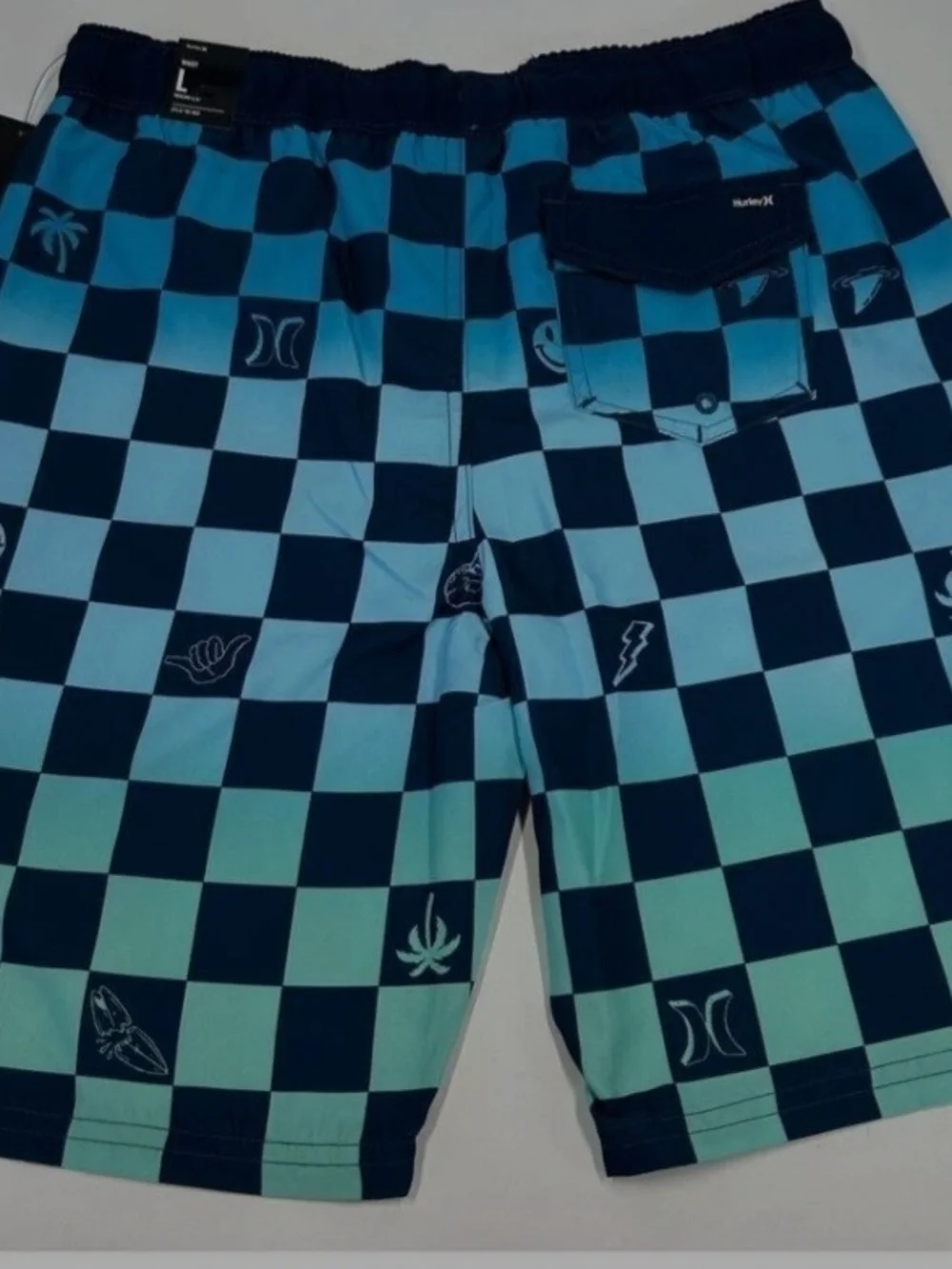 Hurley Boys Blue Checkerboard Swim Trunks